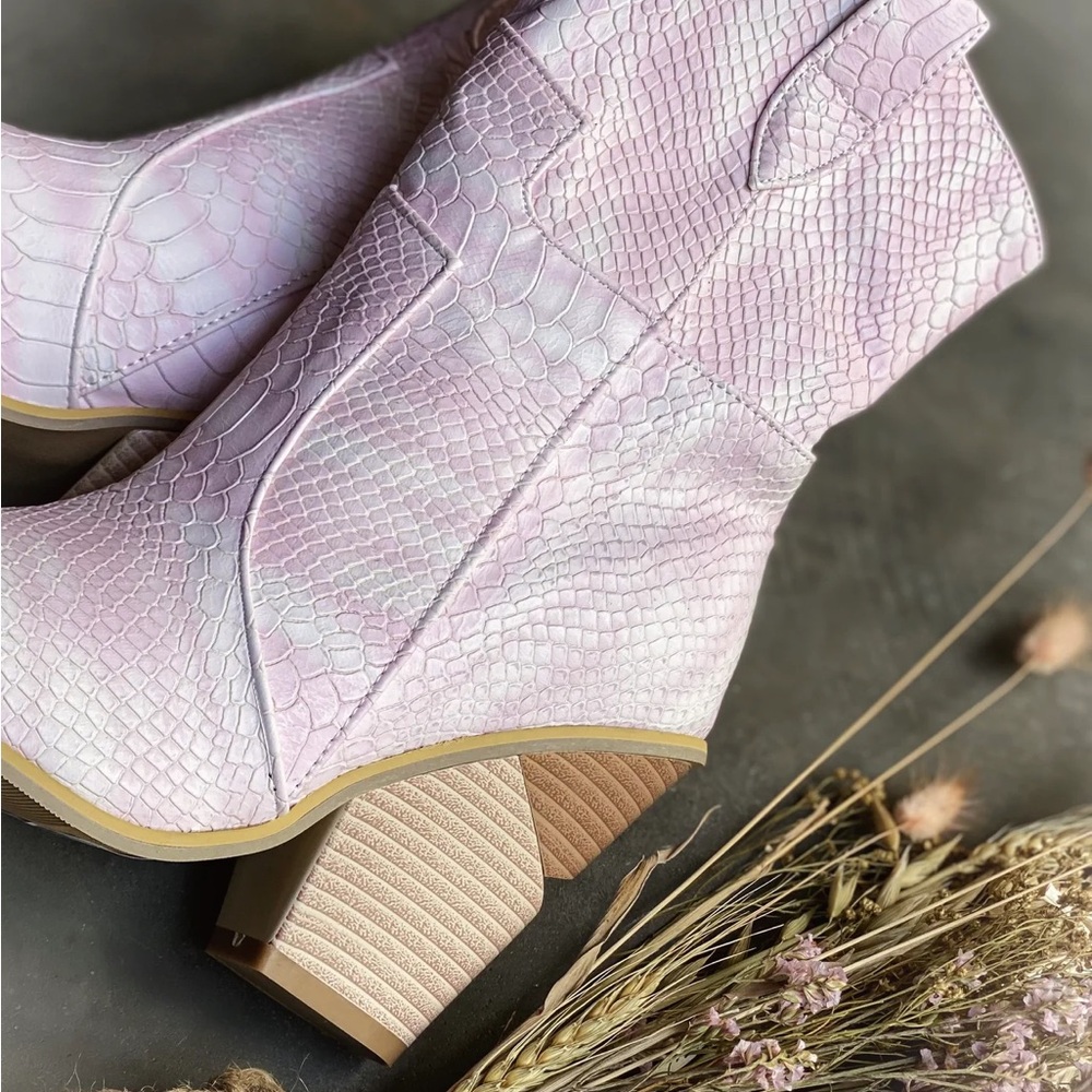 Pink Snakeskin Ankle Boots - Picture 5 of 11